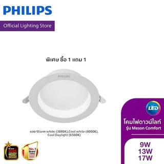 [1 แถม 1]Philips Lighting LED Downlight โคมไฟดาวน์ไลท์ รุ่น Meson Comfort หน้าเว้าลึกถนอมสายตา CRI90 ฝังฝ้าช่องตัด