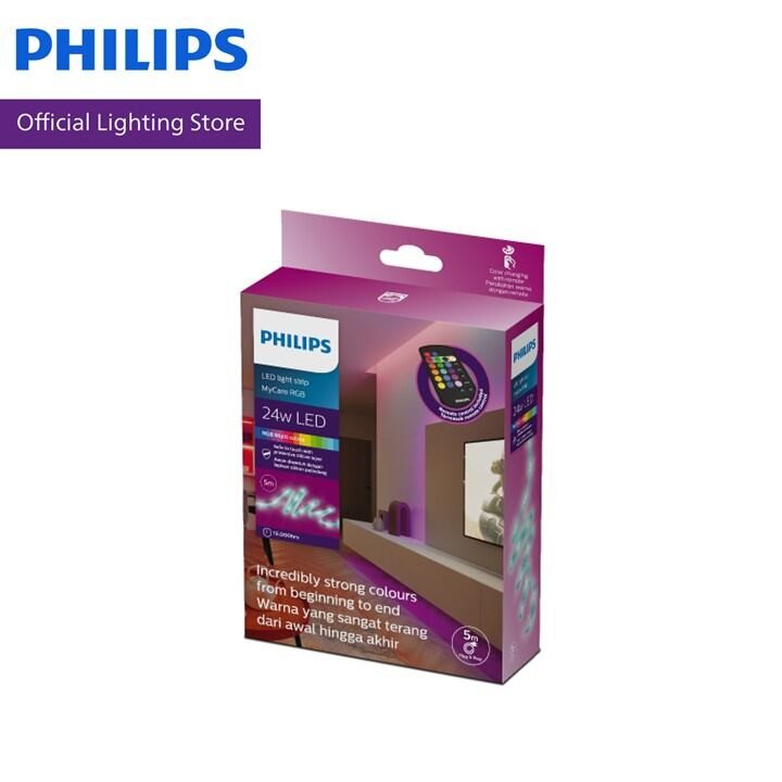 Philips Lighting LED Strip RGB ไฟเส้น ยาว 5m มีรีโมทให้เปลี่ยนแสงได้ 16สี หรี่แสงได้ มีปลั๊กในตัว 24วัตต์ ตัดได้ต่อไม่ได