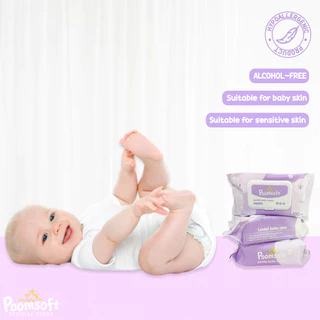 12แพ็ค Poomsoft ทิชชู่เปียก Baby Wipes ผ้าเช็ดทำความสะอาดสำหรับเด็ก ออร์แกนิค 80/100แผ่น