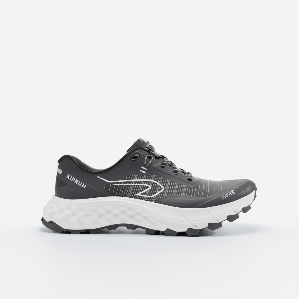 รองเท้าวิ่งเทรลสำหรับผู้ชายรุ่น MT Cushion 2 (สีเทา) - ขาวหิมะ,ดำรมควัน | Kiprun MT Cushion 2 Men's 