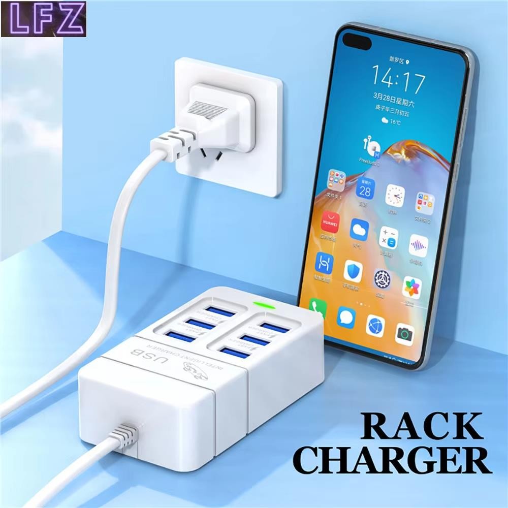 6 พอร์ต 35W Fast Charging Charger 3 USB 3 ประเภท C เดสก์ท็อปมัลติฟังก์ชั่อะแดปเตอร์ชาร์จไฟสําหรับ Ho
