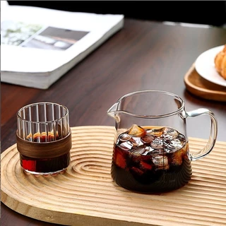 แก้ววัดขนาดพร้อมที่จับไม้กาแฟ ถ้วยตวงแก้วถ้วยนม Espresso แก้วกาแฟเอสเปรสโซ นม ทนความร้อนสูง ปากคู่ RIYA