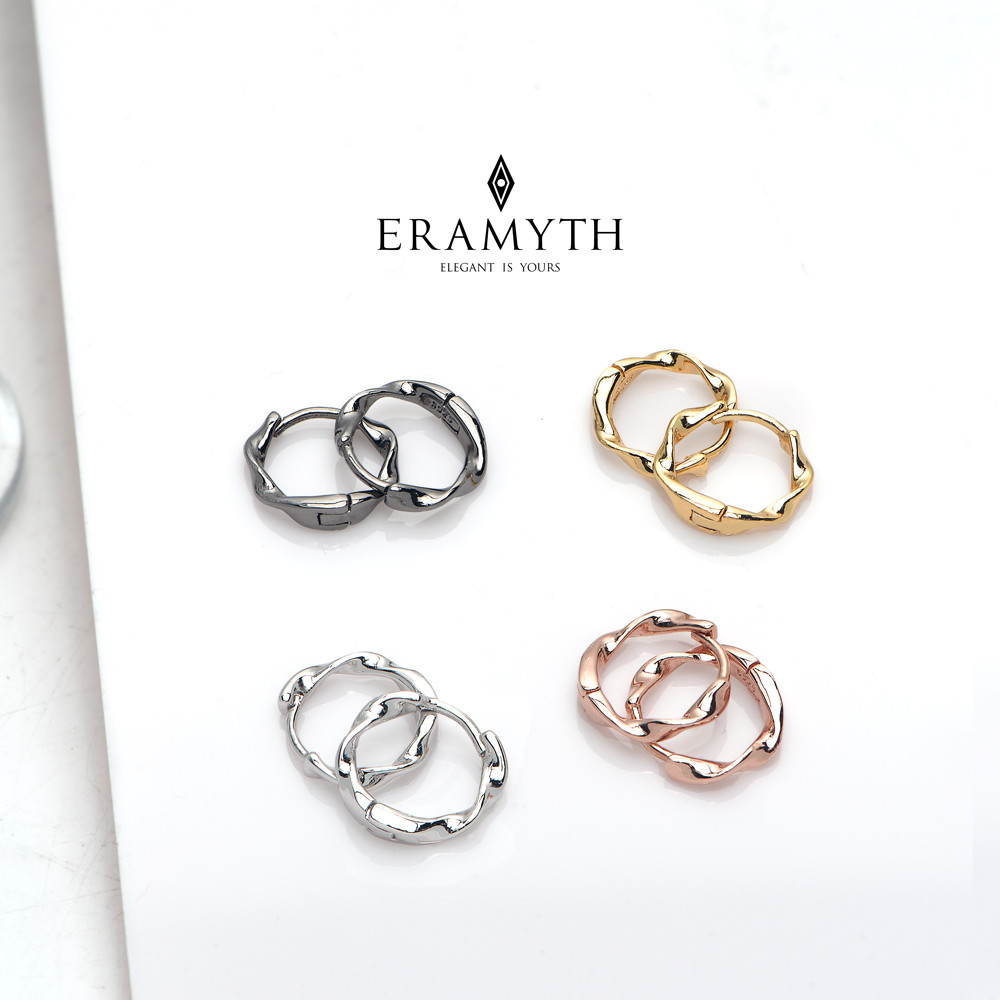 Eramyth Jewelry ต่างหูห่วง ทรงบิดเกลียว เงินแท้ 92.5 ขนาดวงนอก 13mm 4 สี ใส่ได้ทุกวัย PH-0015 (ราคาต่อคู่) พร้องส่ง