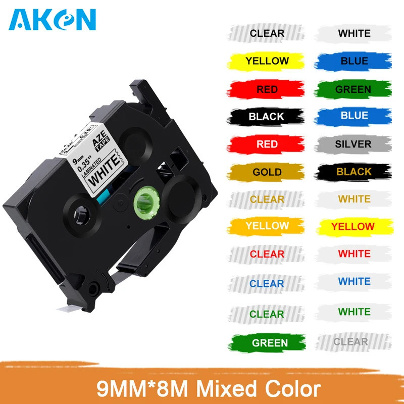 for TZe-621 TZe-221 9mm Label laminated Black on white Label Tape tz-121 tze-221 for Brother Ptouch 