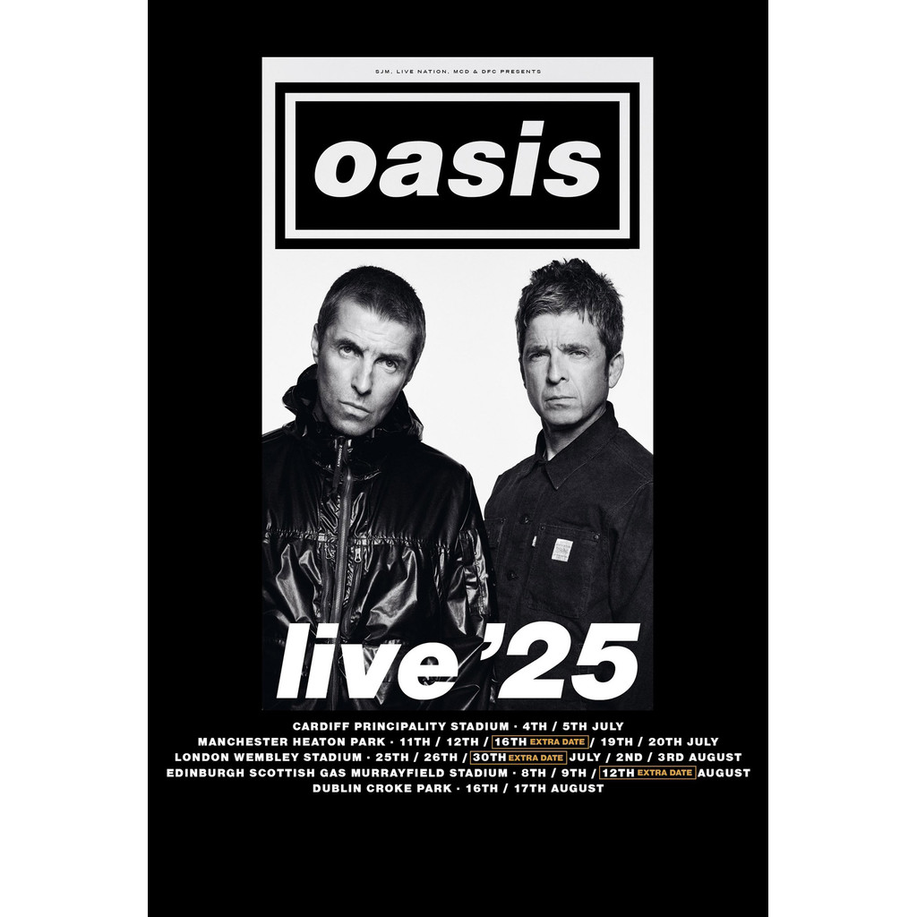 โปสเตอร์วงOasis โอเอซิส Reunion Poster Liam Noel Gallagher ร้านคนไทย รับทำโปสเตอร์ รับทำกรอบตามขนาด