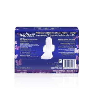 โมเดส คอตตอนนี่ สลิม ไนท์ มีปีก 10 ชิ้น Modess Cottony Soft All Night – Wings 10 pcs.