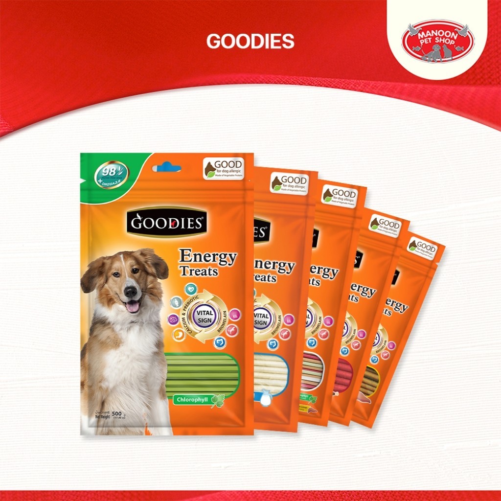 [MANOON] GOODIES Energy Treats Dog Snack Pockie Stick กู้ดดี้ อิเนอร์จี้ทรีต ขนมสำหรับสุนัข แท่งป็อกกี้ ขนาด 500 กรัม