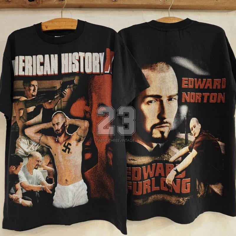 [ 23 ] AMERICAN HISTORY X  Edward Norton Legendary Movie สกรีนใหญ่ tag USA เสื้อวินเทจ เสื้อหนัง vin