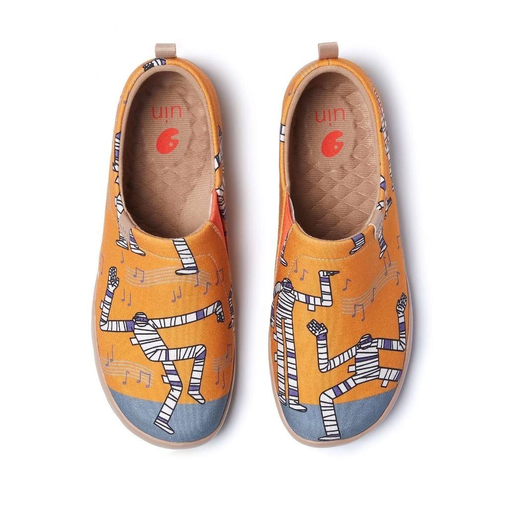UIN ผู ้ หญิงแฟชั ่ นอียิปต ์ Journey รองเท ้ าผ ้ าใบทาสีผ ้ าใบ Slip-On รองเท ้ าเดินทางสุภาพสตรี