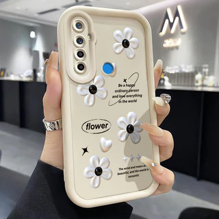 เคสสำหรับ Realme 5 5i 5s 6i C3 C3i Narzo 10 Narzo 10A Narzo 20A เคสนิ่มซิลิโคนเคสโทรศัพท์ภาพดอกไม้เงินกันกระแทก