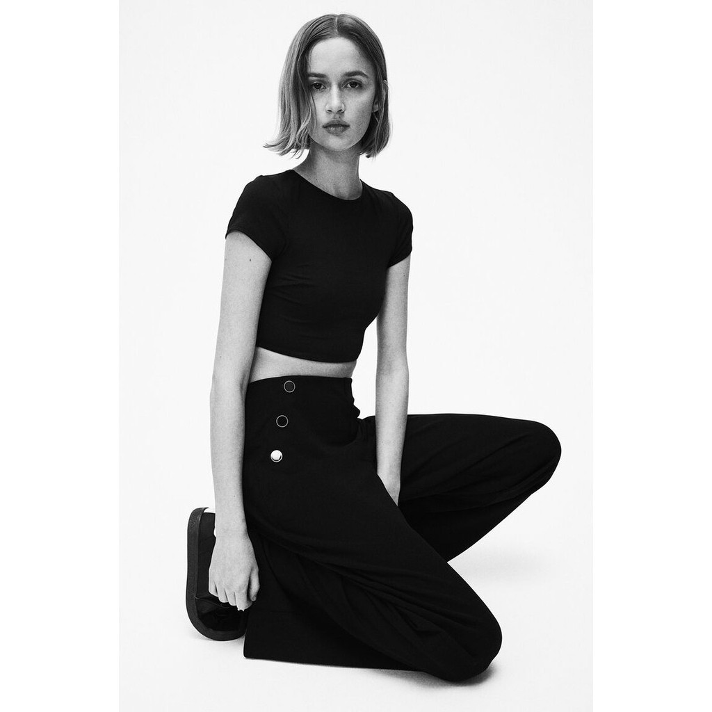 H&M Woman Wide jersey trousers 1222000_1