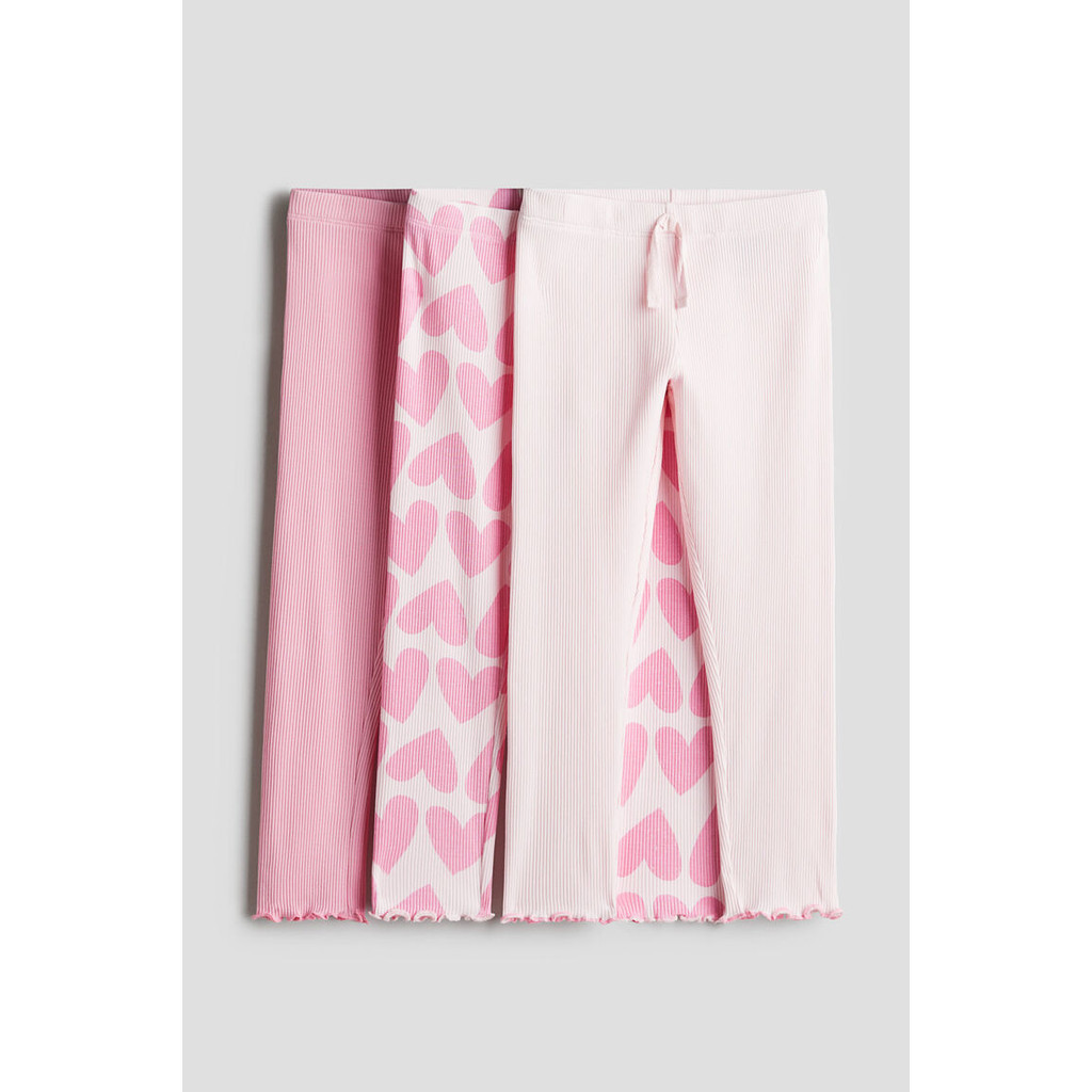 H&M กางเกงเลกกิ้งผ้าคอตตอนถักลายแพ็ค 3 ชิ้น 3-pack ribbed cotton leggings 1247932_2