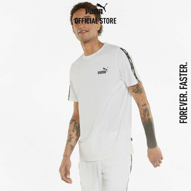 PUMA BASICS - เสื้อยืดผู้ชาย Essentials+ Tape สีขาว - 84738202