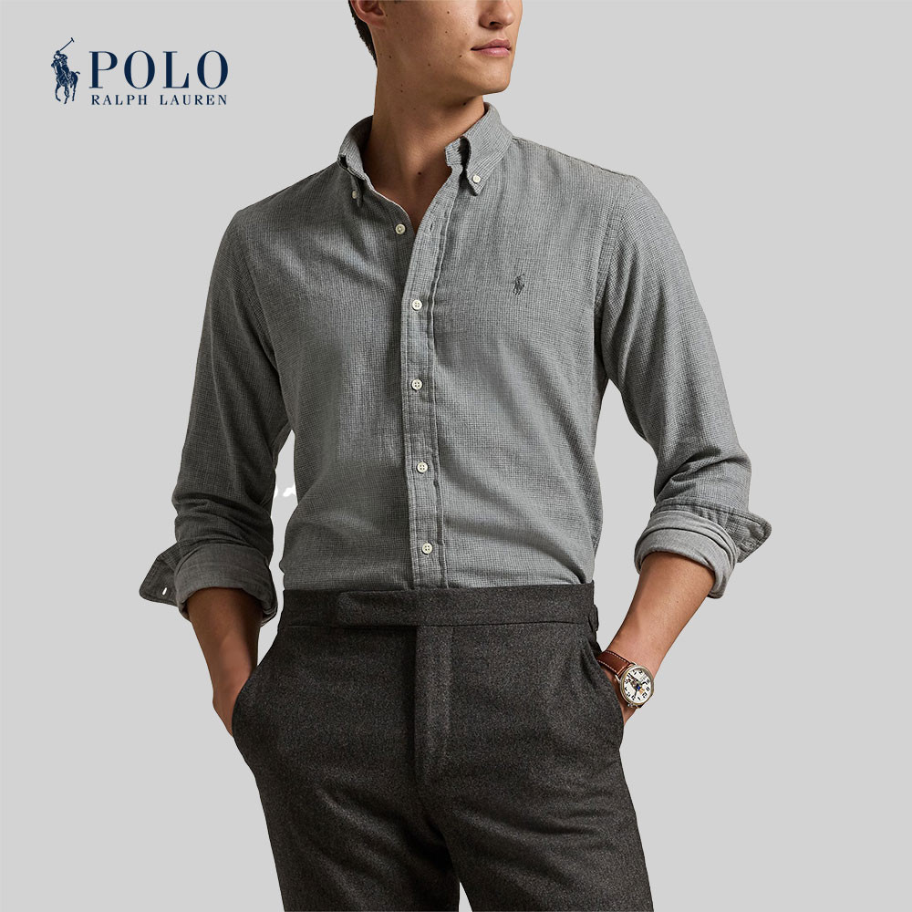 Polo Ralph Lauren เสื้อเชิ้ตผู้ชาย Custom Fit Double-Faced Shirt รุ่น MNPOWOV16823906 สีเทา
