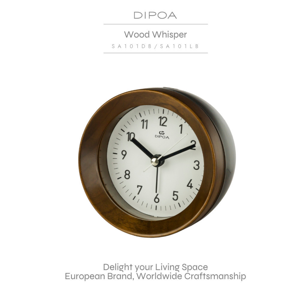 DIPOA Wood Whisper (SA101DB/SA101LB) นาฬิกาปลุกตั้งโต๊ะ จากไม้ ดีไซน์เรียบหรู มินิมอล
