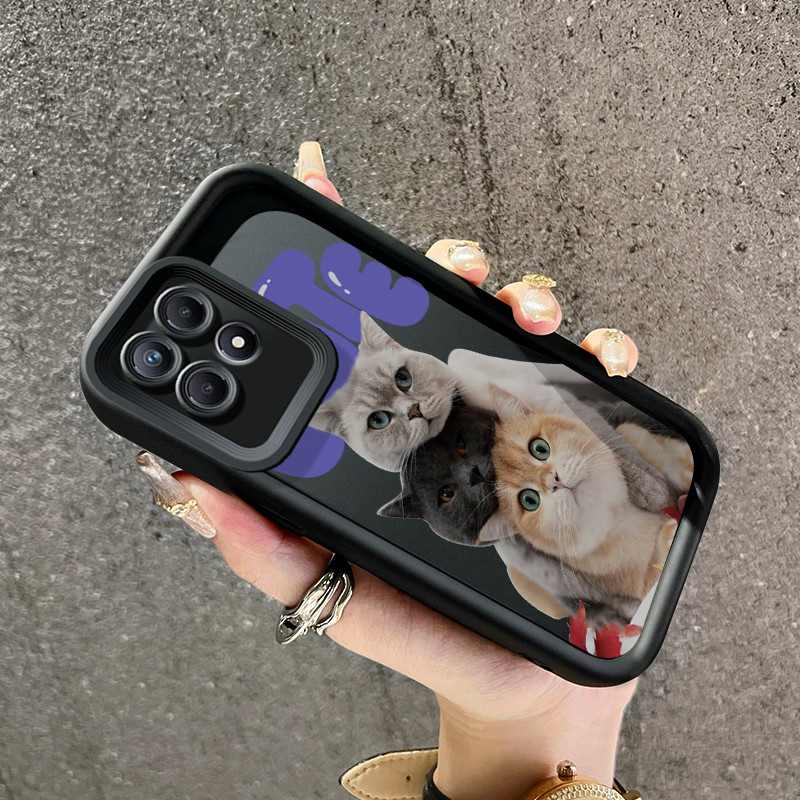 เคสสำหรับ Realme 8i Realme Narzo 50 4G เคสกล้องจริงเคสมือถือลายแมวปลอกซิลิโคนแบบนิ่มดูดซับแรงกระแทก