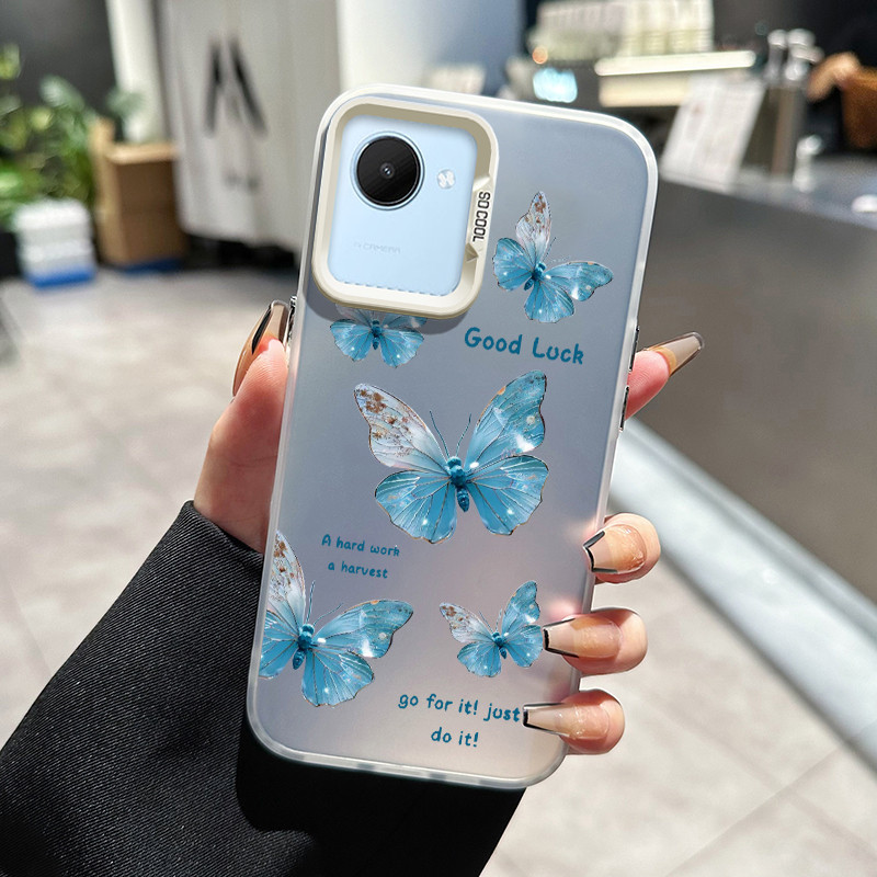 เคสสำหรับ Realme C30 C30s Narzo 50i Prime เคสใหม่เคสป้องกันซิลิโคนป้องกันการตกเคสมือถือโปร่งแสงผีเสื้อ