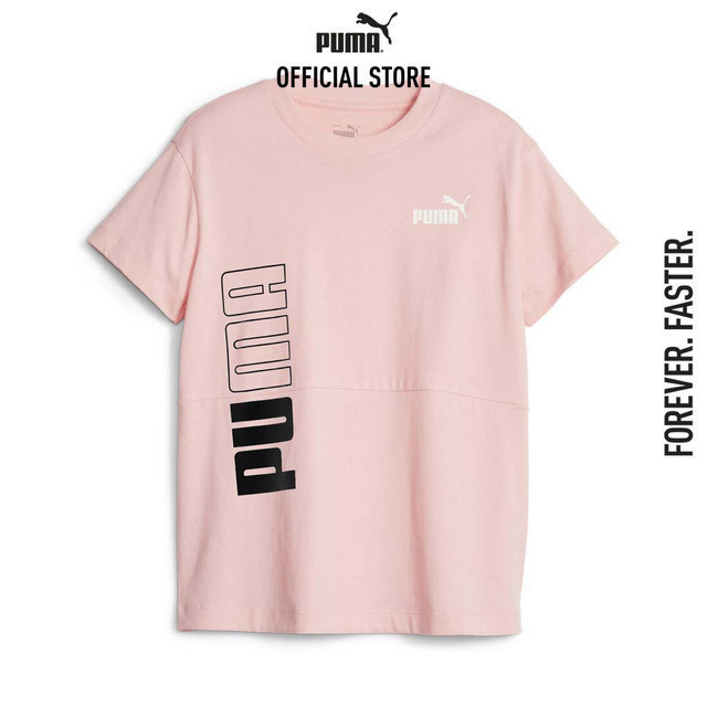 PUMA KIDS - เสื้อยืดเด็กโต PUMA POWER Colourblock สีชมพู - 67642763