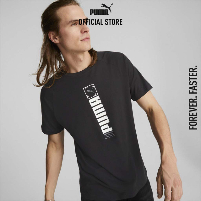 PUMA BASICS - เสื้อยืดผู้ชาย Graphic สีดำ - 67176801