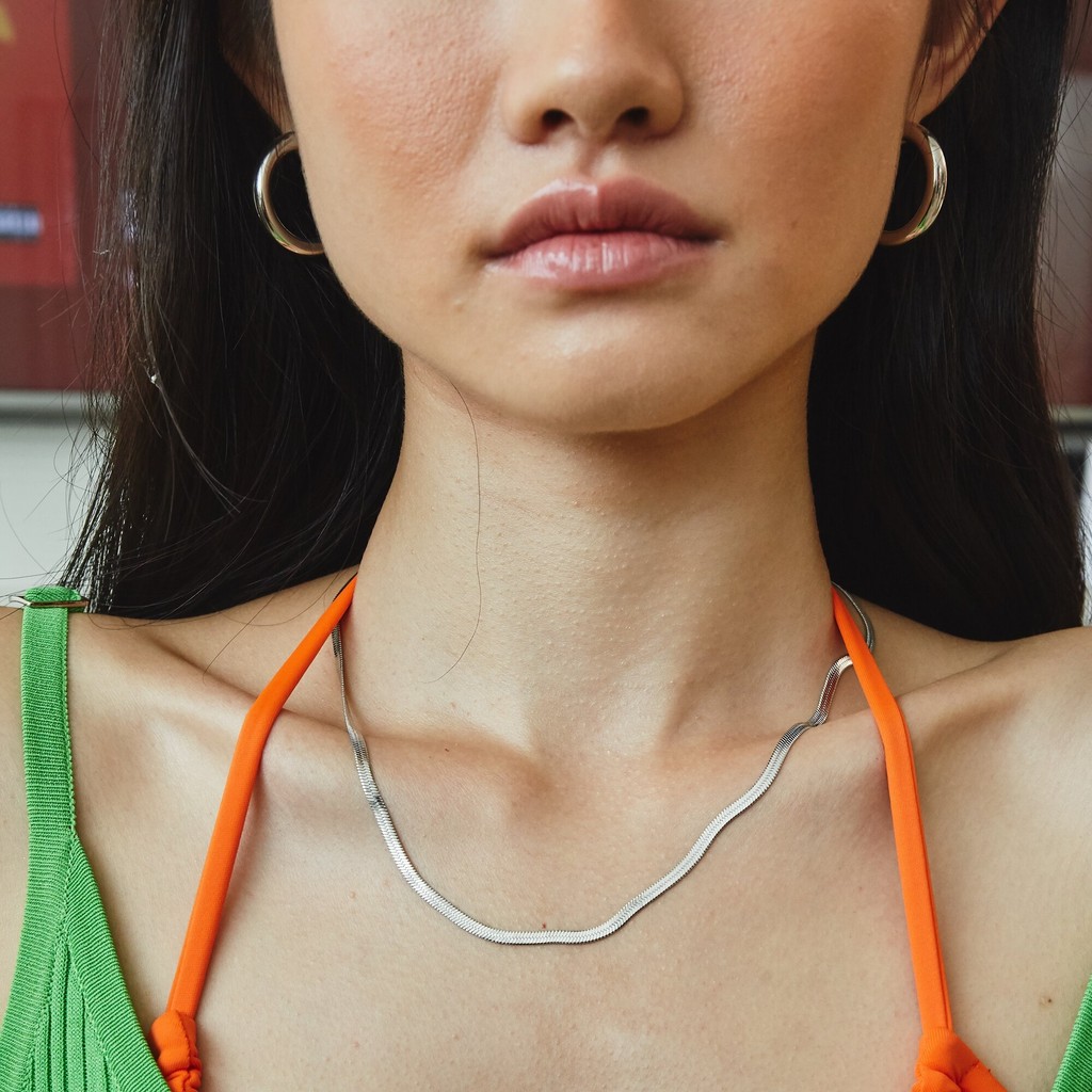 Valichain - Vani Herringbone Necklace 3mm (White Gold)