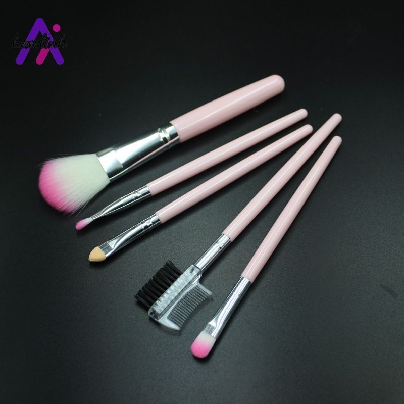 luxelinkSmall 5pcs แปรงแต่งหน้าแบบพกพา PVC ชุดแปรงแต่งหน้าแปรง Blush แปรงอายแชโดว์เครื่องมือความงาม