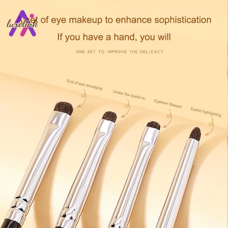 luxelinkMakeup Brush Pony Hair Eye Shadow Brush Fine Smudge Concealer Brush หลอดทองแดงแบบพกพา