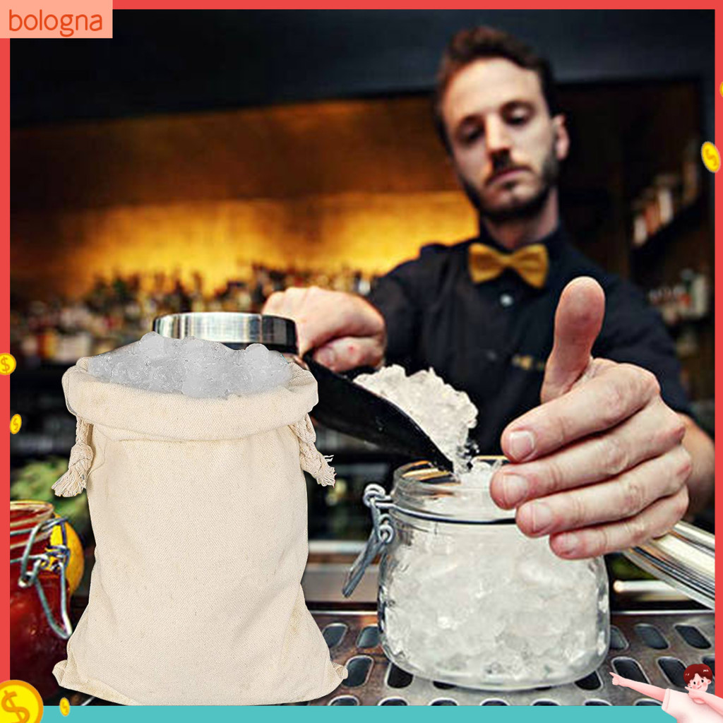 [Bologna] ถุงน้ําแข็งบด ผ้าฝ้ายธรรมชาติ ความจุขนาดใหญ่ สําหรับห้องครัว