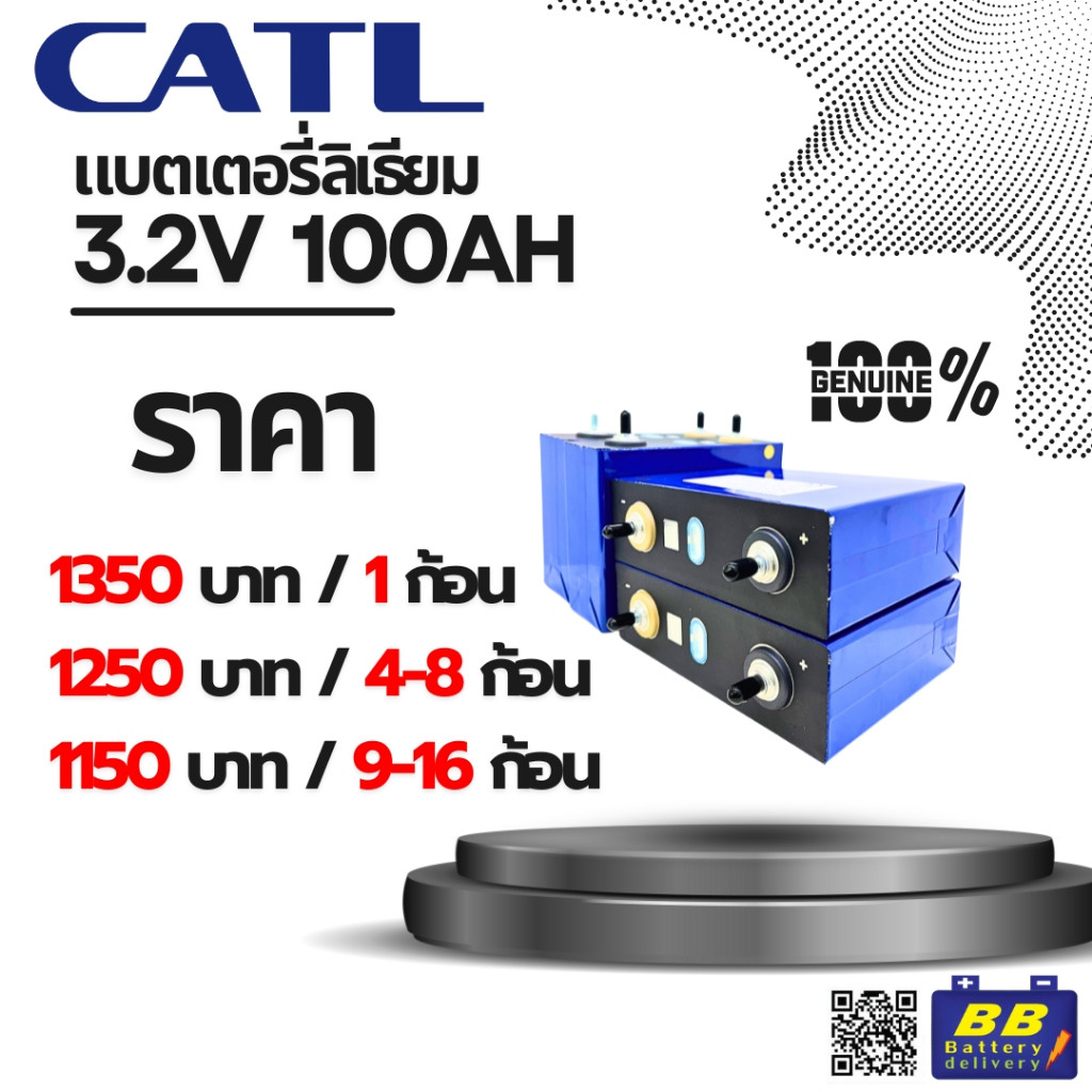 CATL แบตเตอรี่ ลิเธี่ยมไอรอนฟอสเฟต Lifepo4 1 Cell 3.2V 100Ah 320Wh ของใหม่ ของแท้ เกรด A