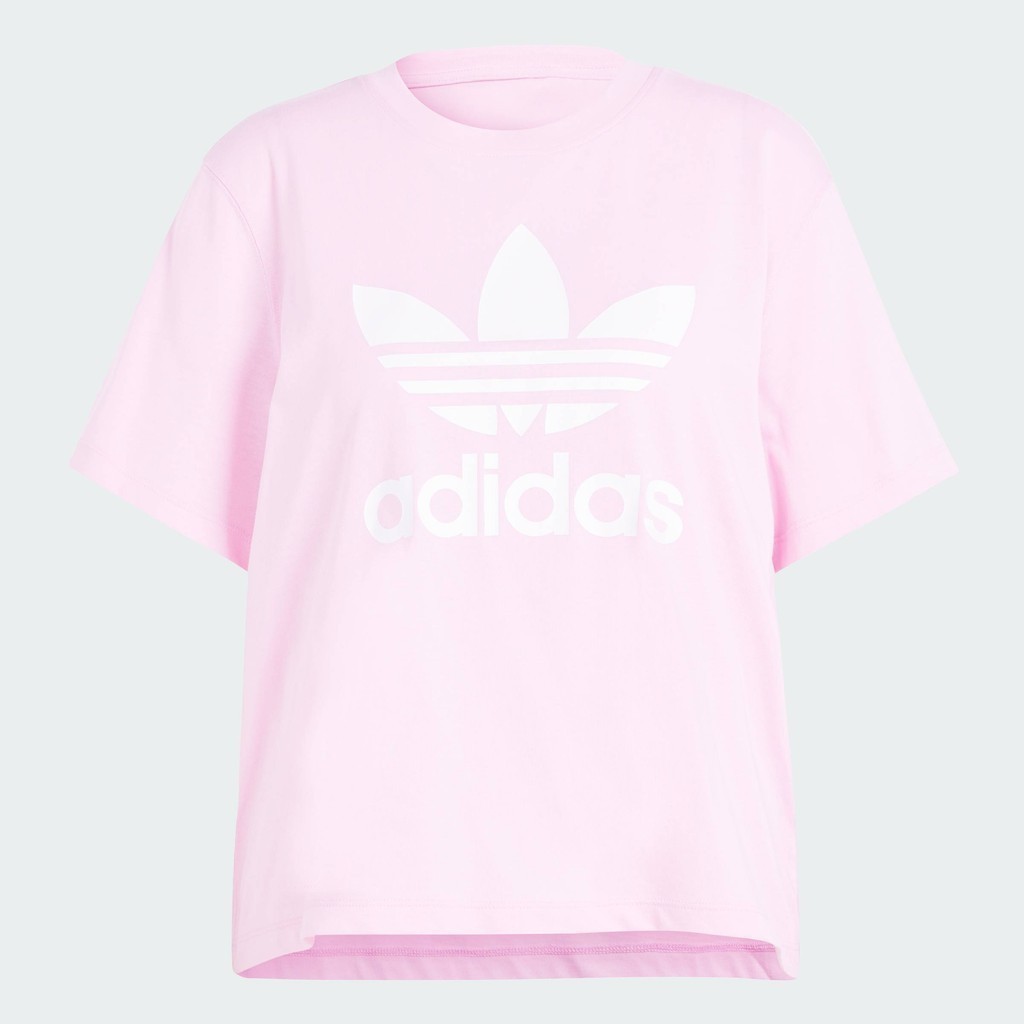 adidas ไลฟ์สไตล์ เสื้อยืดทรงบ็อกซี Adicolor Trefoil ผู้หญิง สีชมพู IN2492