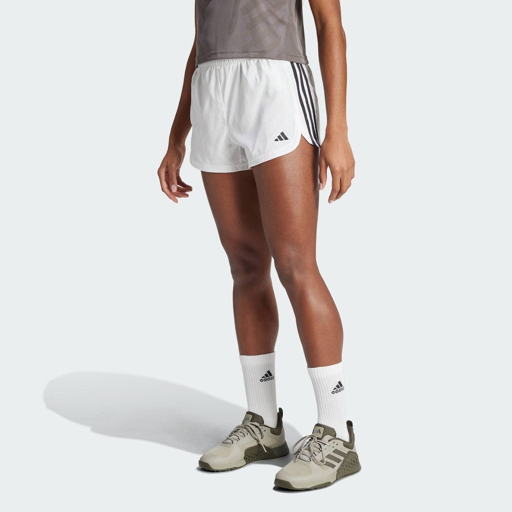 adidas Training Pacer Training 3-Stripes Woven High-Rise Shorts Women White IS2171