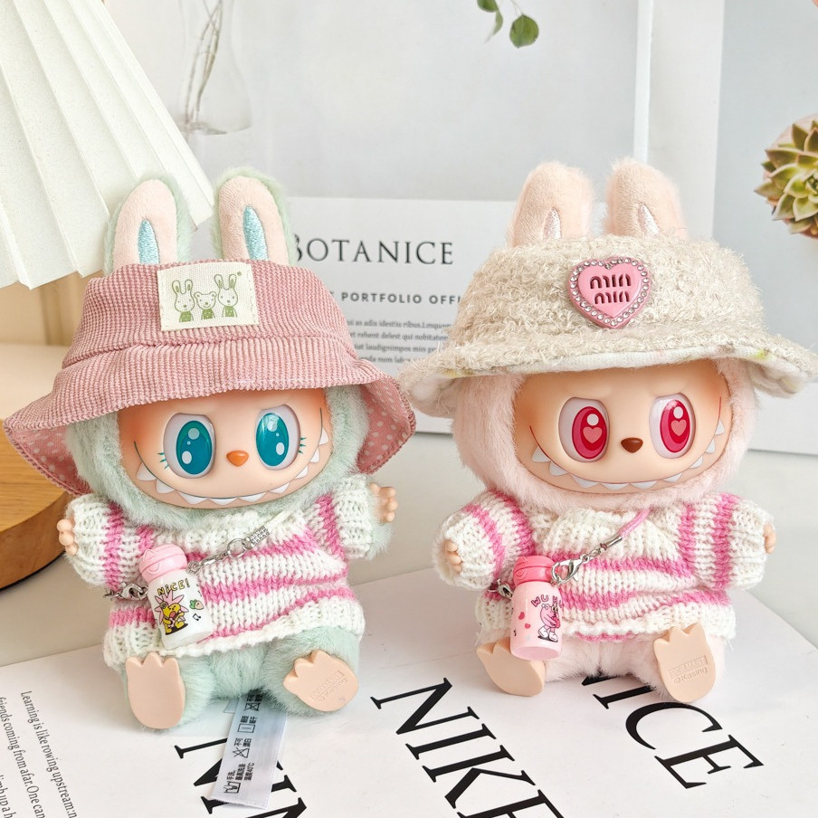 Labubu Dress Up Clothes สําหรับ LABU V1&V2,เสื้อสเวตเตอร์สีชมพู, หมวก, รองเท้าและอุปกรณ์เสริมอื่นๆ
