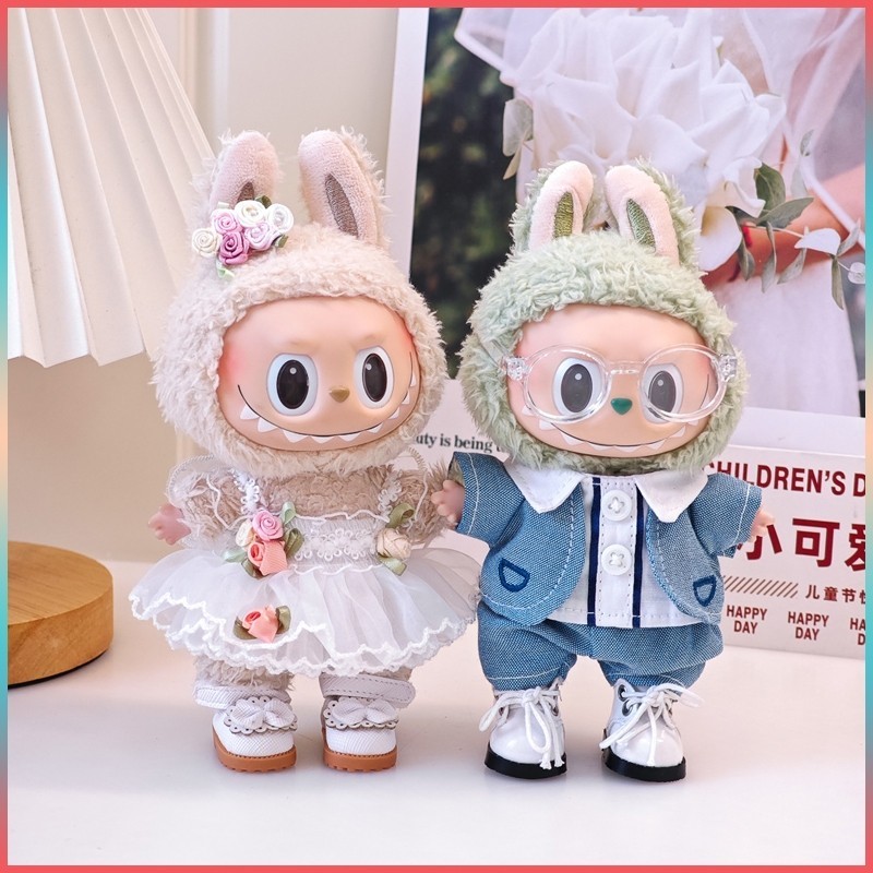 Sunmer Labubu Macaron Collection, Couple Dress Set, 17cm, เหมาะสําหรับตุ๊กตา Labubu
