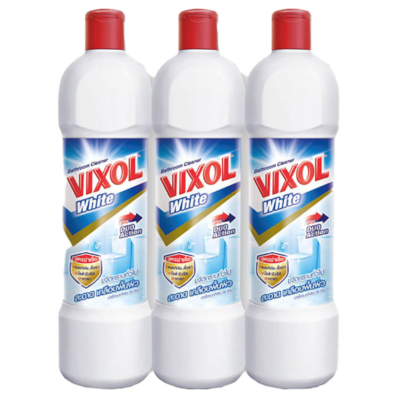วิกซอล น้ำยาล้างห้องน้ำ ไวท์ 900 มล. x 3 VIXOL Toilet Cleaner White 900 ml x 3