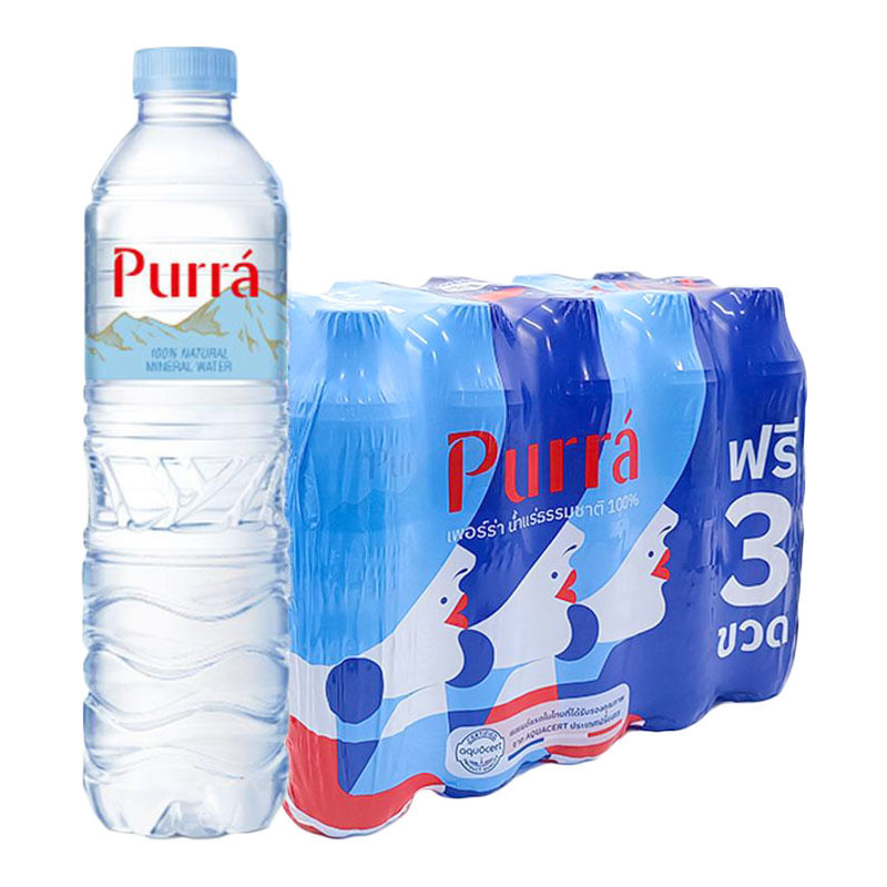 เพอร์ร่า น้ำแร่ธรรมชาติ 600 มล. x 12+3 PURRA Mineral Water 600 ml x 12+3