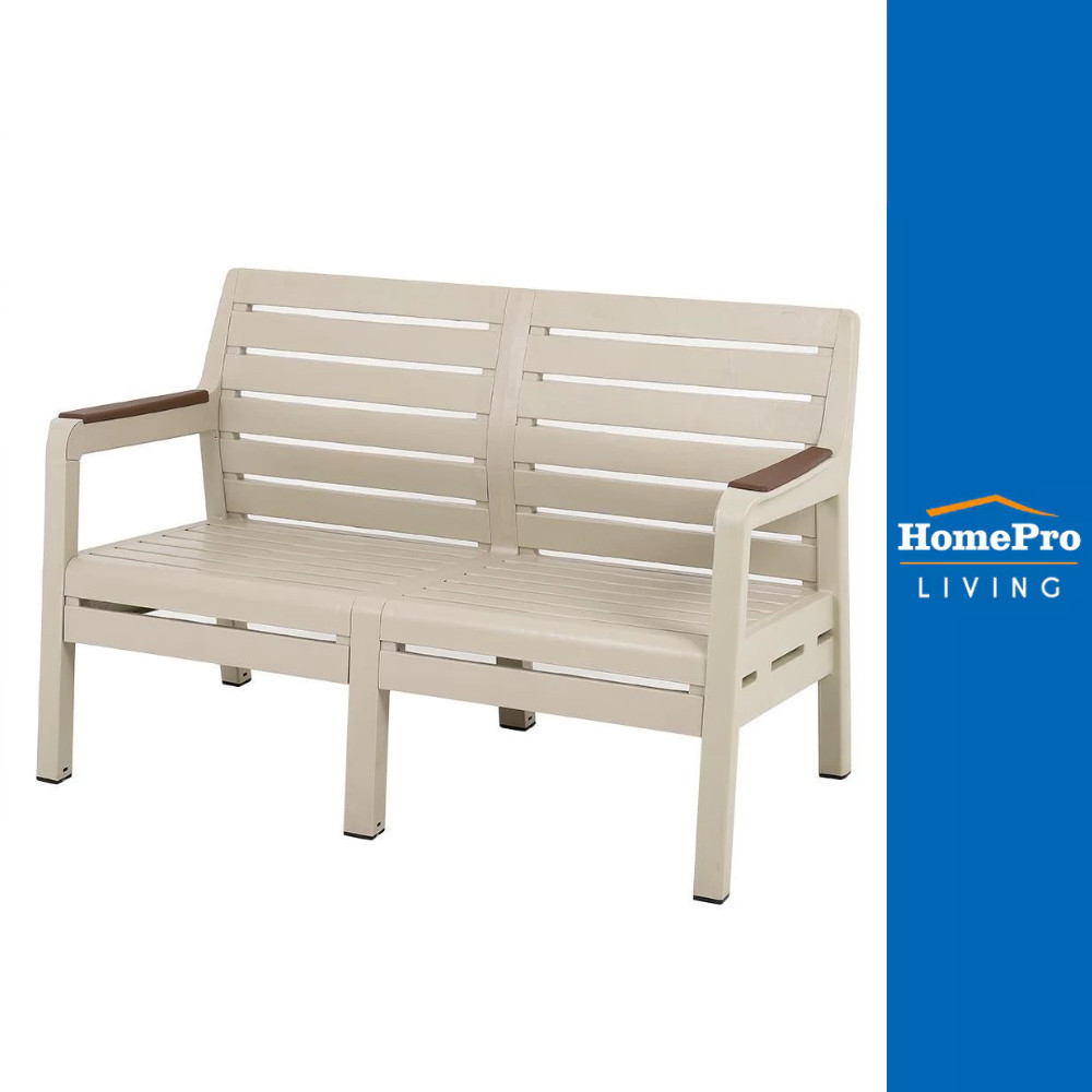 [จัดส่งพร้อมประกอบ] HomePro ม้านั่งพลาสติก 2 ที่นั่ง SPRING MONTANA สีเบจ แบรนด์ SPRING