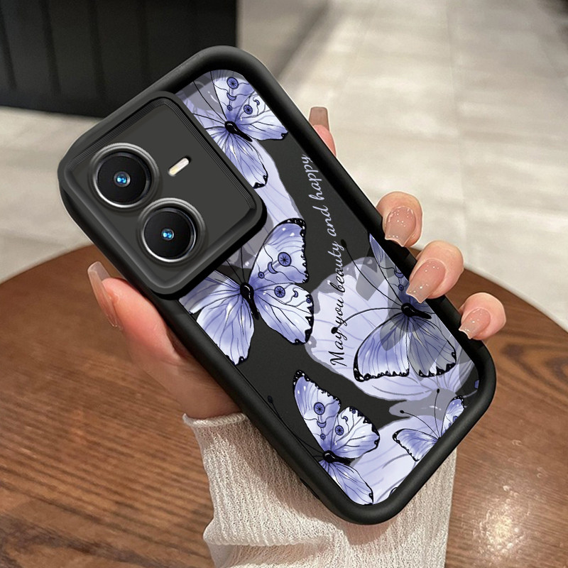 เคสสำหรับ VIVO Y22 VIVO Y22s เคสป้องกันโทรศัพท์ดีไซน์ผีเสื้อ