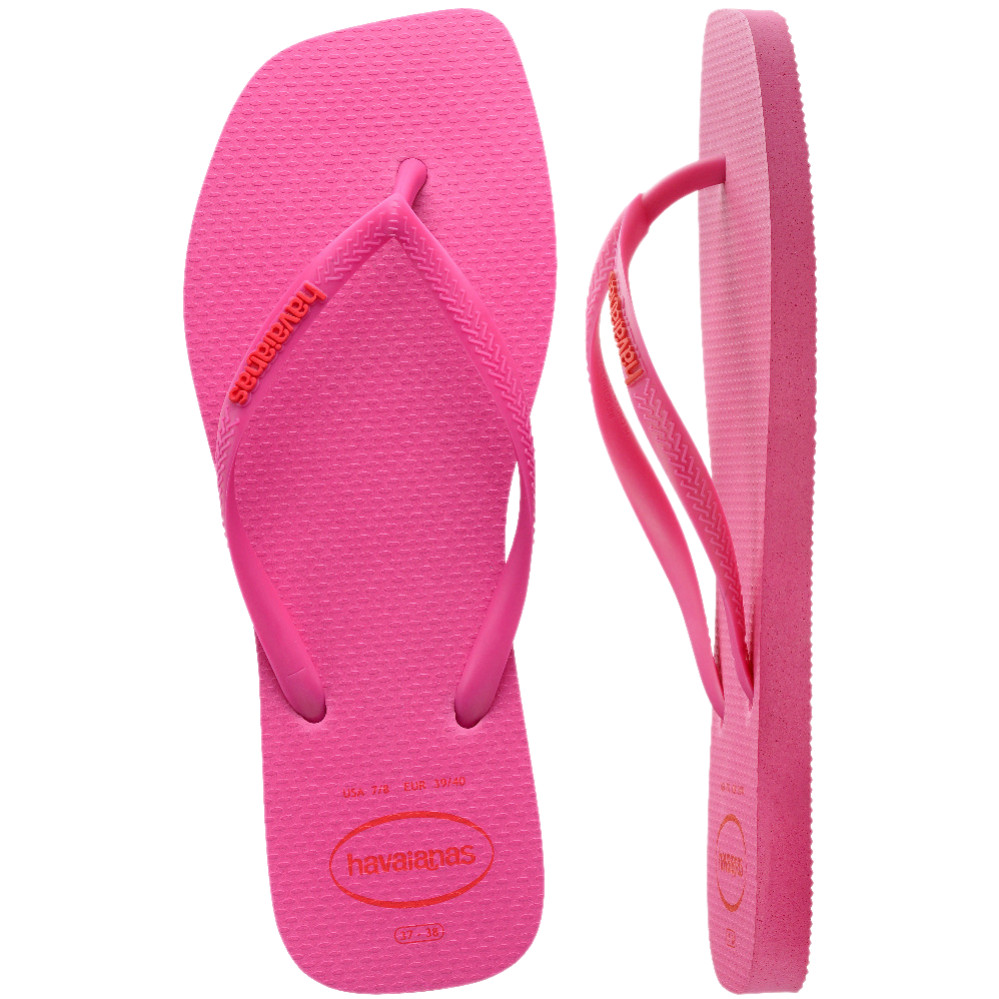 HAVAIANAS รองเท้าแตะผู้หญิง Slim Square Logo Pop Up PINK 41489595784F_H4PIXX