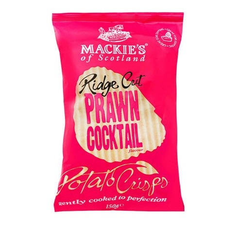 Mackie'S Prawn Cocktail Ridge 150G รสคอกเทลกุ้ง ขนม มันฝรั่ง ขนมกินเล่น มันฝรั่งทอด มันฝรั่งอบกรอบ