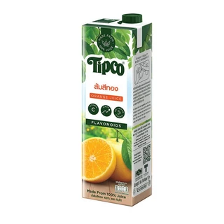 TIPCO น้ำส้มสีทอง Sithong Orange juice 100% ขนาด 1000 มล. x 12 กล่อง ยกลัง (1ลัง/12กล่อง)