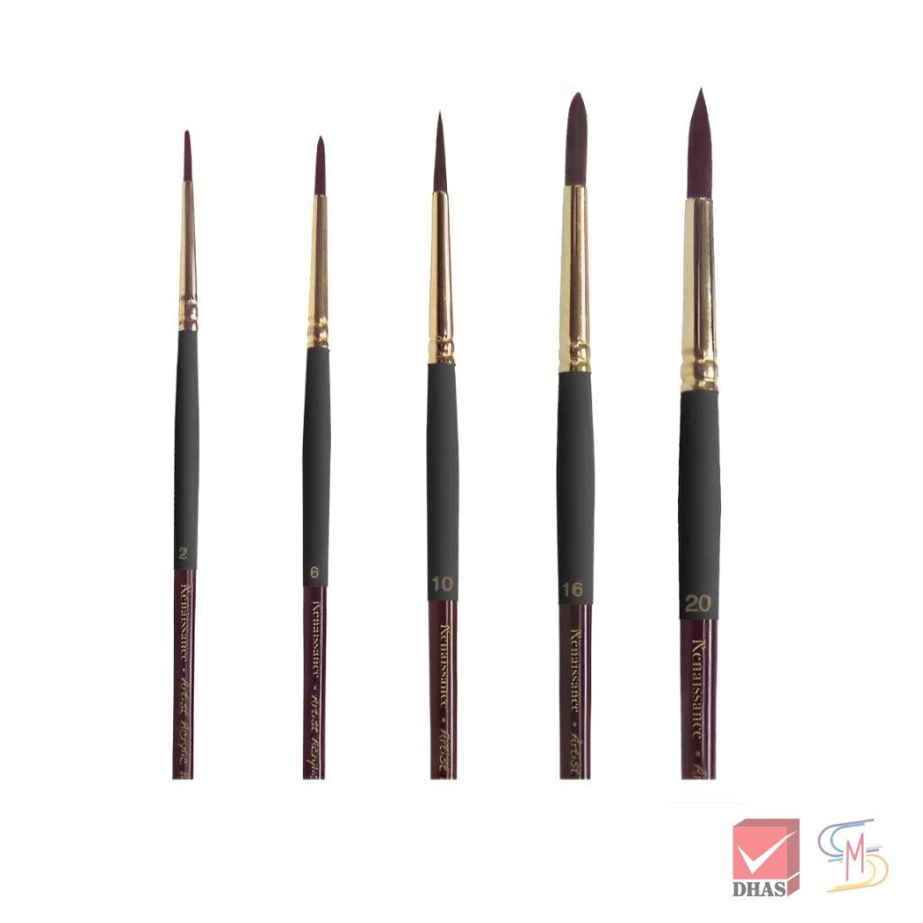 Renaissance พู่กัน พู่กันสีอะคริลิค ชนิดกลม ROUND BRUSH (เบอร์ 2 - 20)