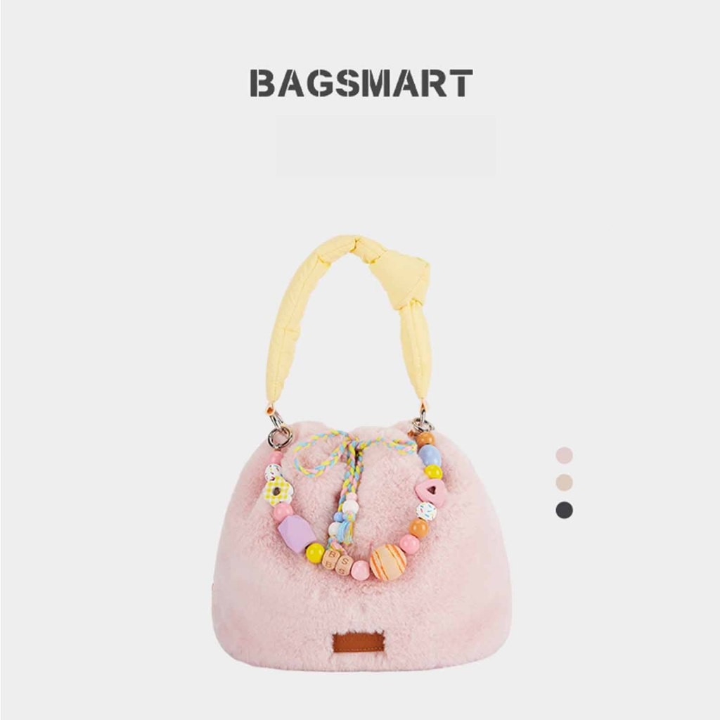 BAGSMART กระเป๋าเป้สะพายหลัง จุของได้เยอะ กระเป๋าสะพายไหล่ Plush น่ารัก Crossbody bag สําหรับผู้หญิง