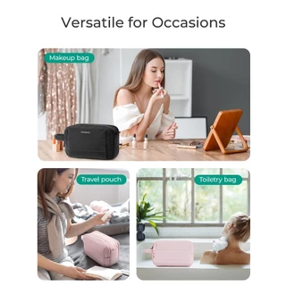 BAGSMART กระเป๋าเครื่องใช้ในห้องน้ำท่องเที่ยว กระเป๋าเก็บแต่งหน้า Puffy กระเป๋าเก็บกันน้ำแบบพกพา