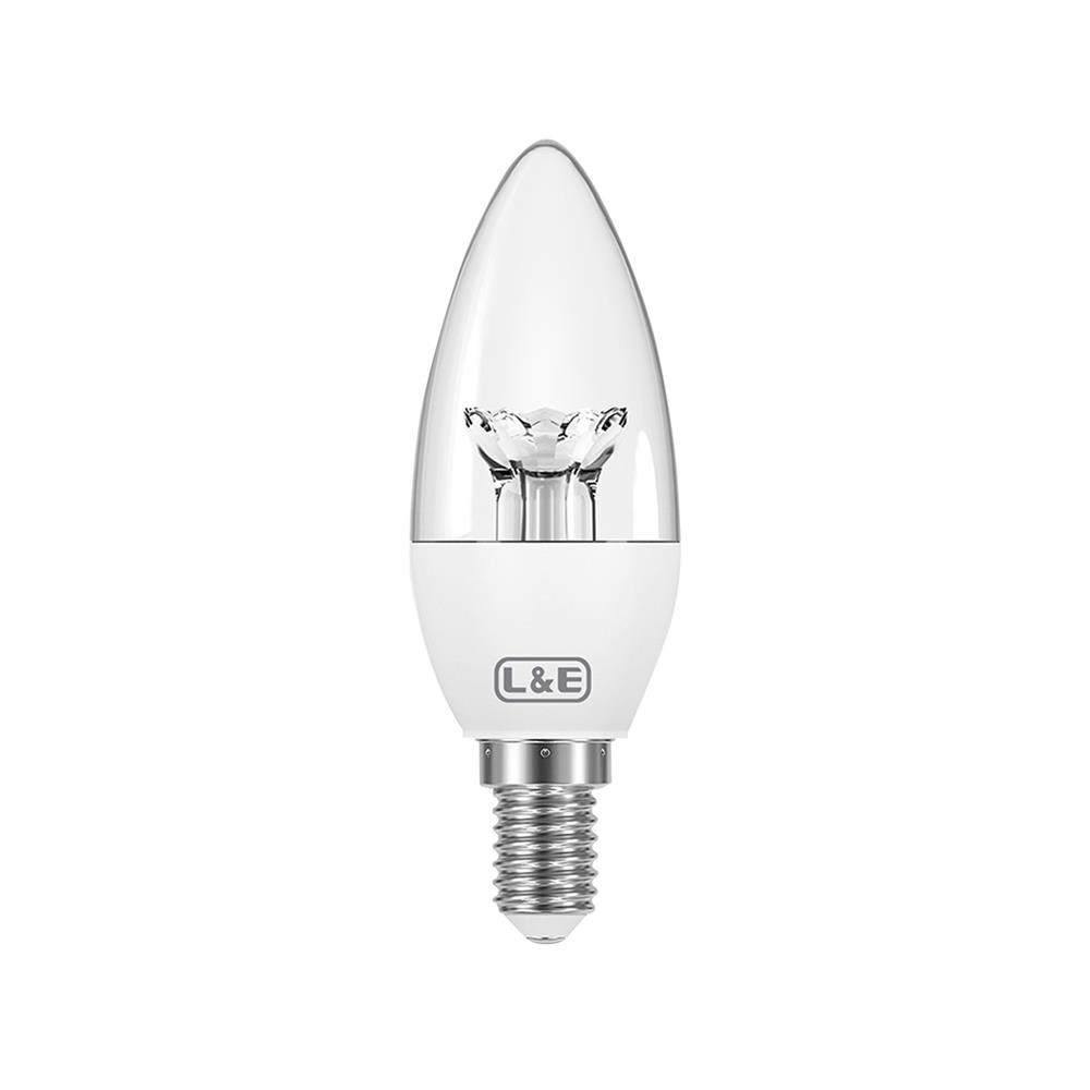 L&E หลอด LED CANDLE DIMMABLE E14 6 วัตต์ WARMWHITE จัดส่งโดย HomePro