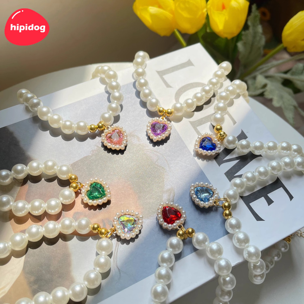 ปลอกคออัญมณีสุนัขสัตว์เลี้ยงอุปกรณ์เสริมสร้อยคอไข่มุกแมว