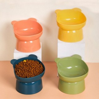 【Hipidog】ชามใส่อาหาร ทรงสูง ป้องกันคอ ลายหมี สําหรับสุนัข แม…
