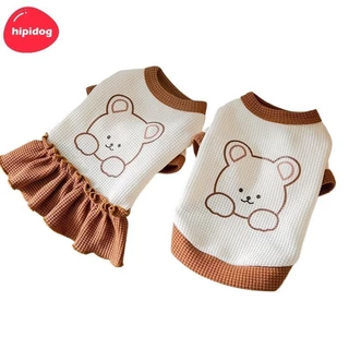 【Hipidog】เสื้อผ้าสัตว์เลี้ยง ชุดเดรสกระโปรง ลายหมีน่ารัก สําหรับสุนัข แมว