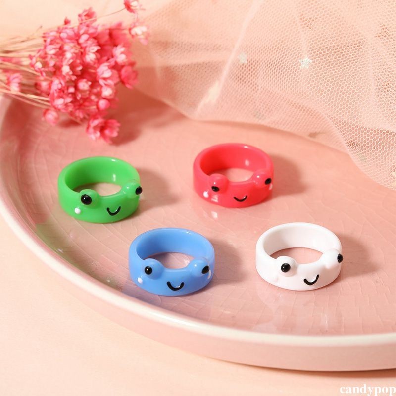 candypop Creative Simple เกาหลีน่ารักการ์ตูนกบแหวนผู้หญิงแหวนหาง