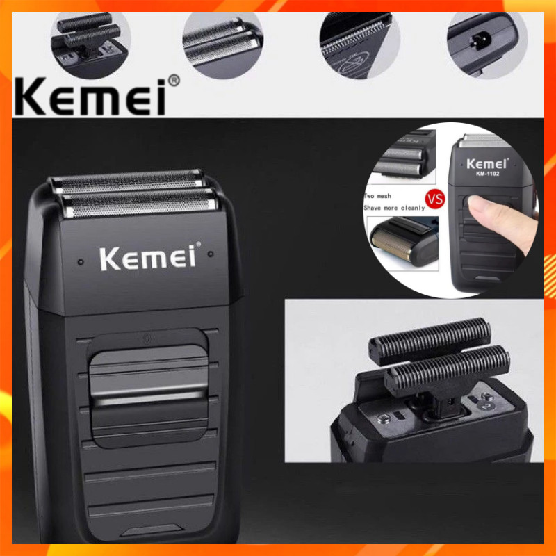 Kemei KM-1102 KM1102 เครื่องโกนหนวด แบบชาร์จไฟ อุปกรณ์ครบเซ็ท