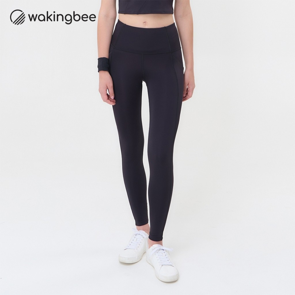 Wakingbee Mellow Leggings (Black) เลกกิ้งขายาว ออกกำลังกาย วิ่ง ฟิตเนส โยคะ ผ้านุ่ม ยืดหยุ่นดี ใส่สบาย มีกระเป๋าข้าง