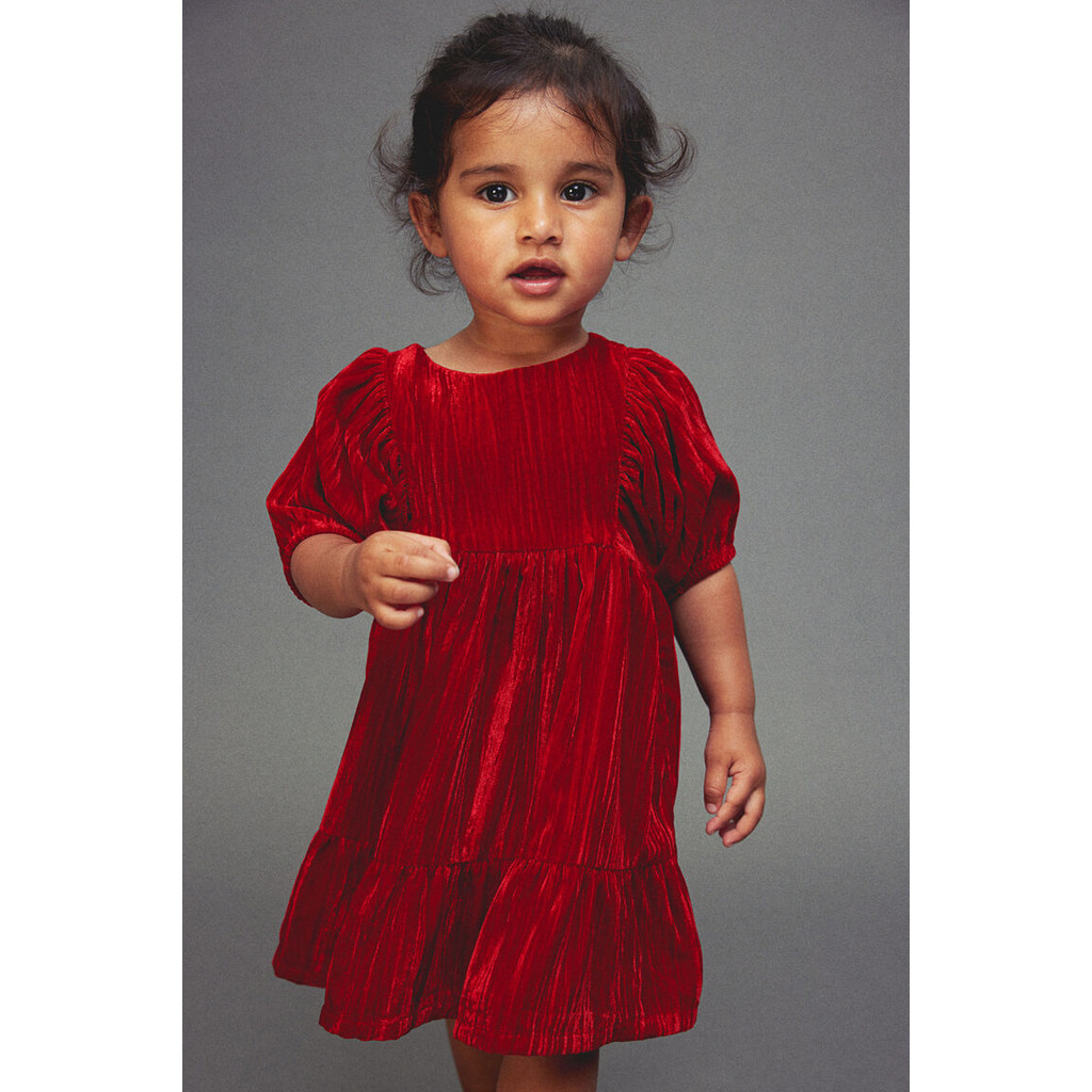 H&M(เอชแอนด์เอ็ม) ชุดเดรสผ้ากำมะหยี่ทึบ เด็กอ่อน 1253319_1